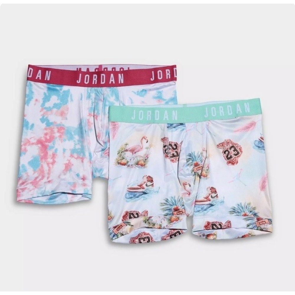JORDAN Flight Micro Dri-Fit Boxer Briefs 2 Pack Blue Pink Mens Sz XL (40-42) NEW